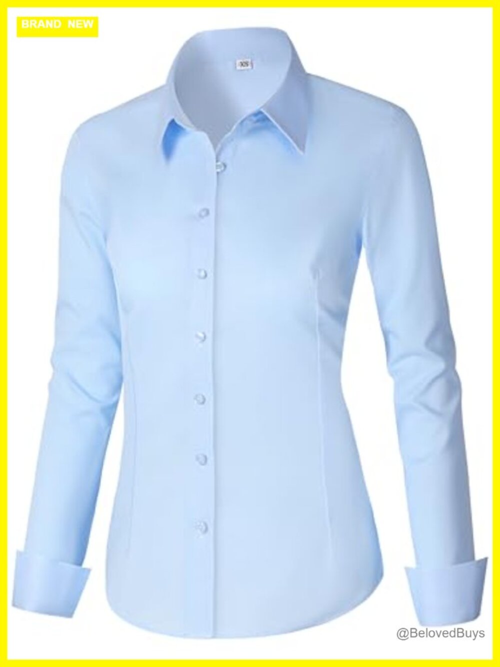 Womens Cotton Blend Button Down Shirt Long Sleeve Slim Fit Work Blouse
